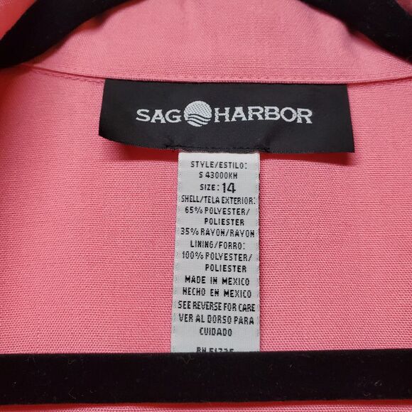 Vtg Sag Harbor Women's 14 Blazer Salmon Square Pockets Collar 1 Button Closure - Picture 8 of 16